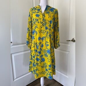 Cabi yellow and blue floral print dress, size small. As good as new.​​​​…​​​